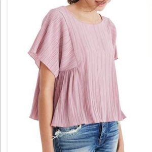 Madewell Pink Pleated Top